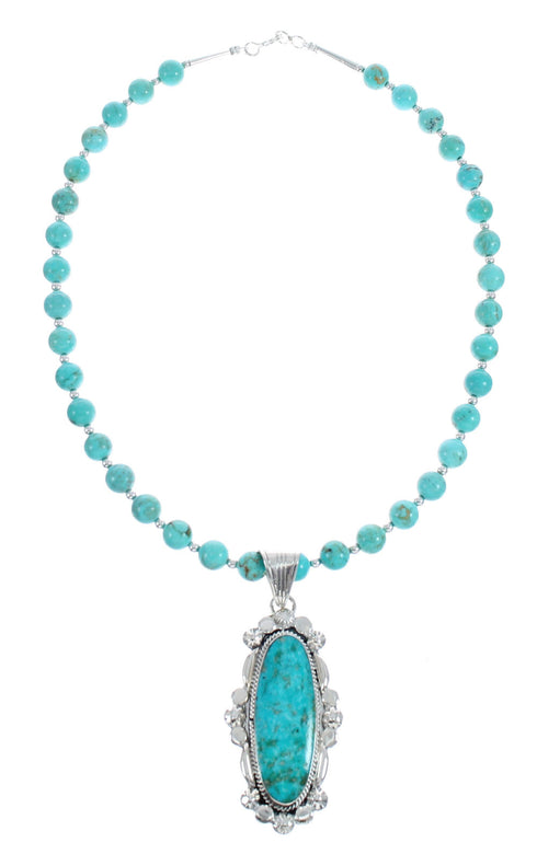 Sterling Silver Turquoise Native American Bead Necklace Set JX126975